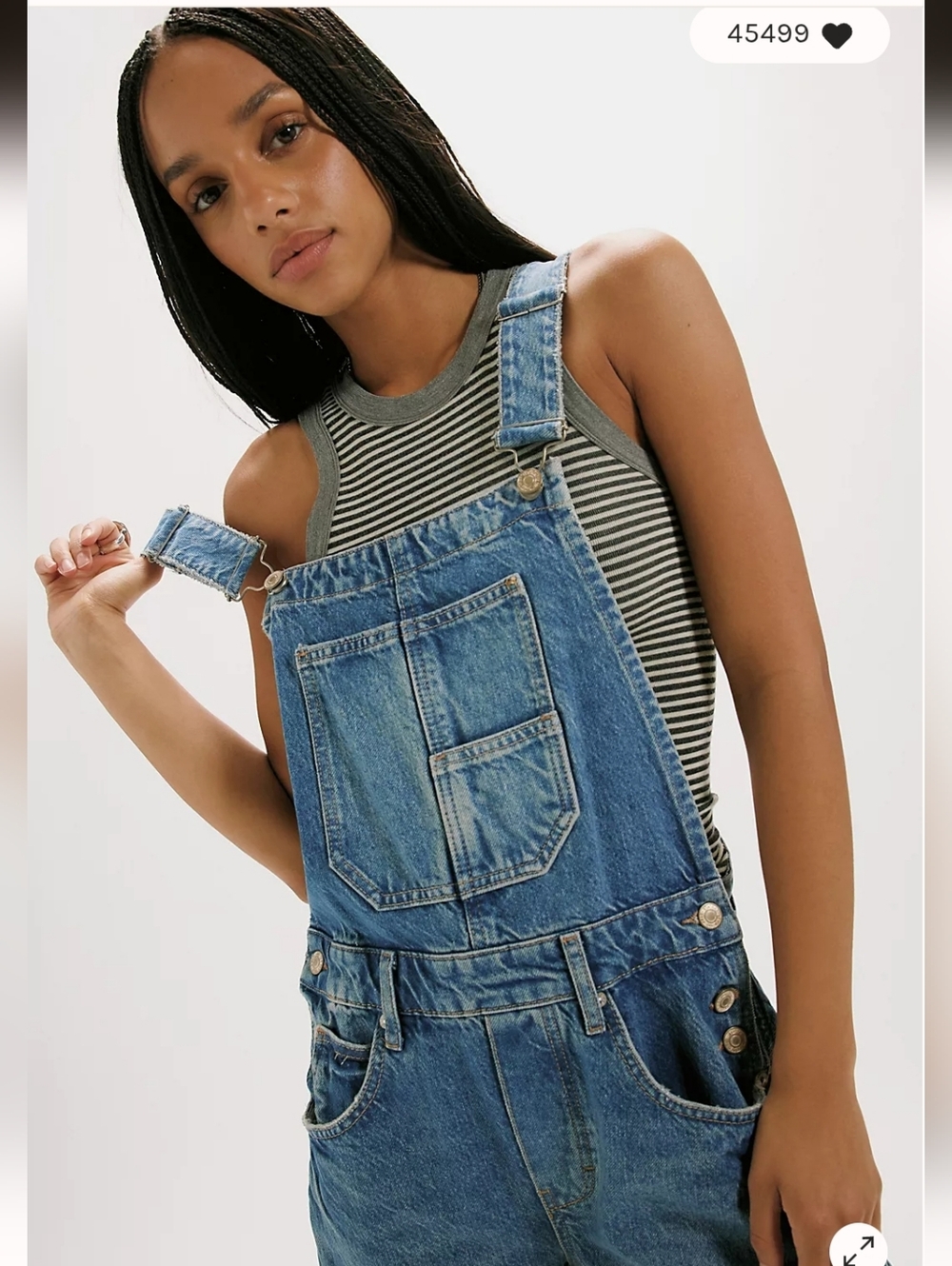 Free People Blue Denim Wide-Leg Overalls - Picture 2 of 11